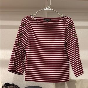 Banana Republic Red and White Boxy 3/4 Sleeve Blouse